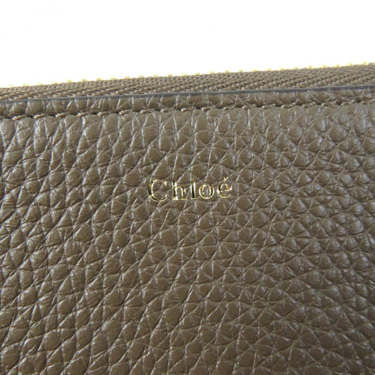 Chloe Coin case Main: Leather Brown Alphabet wallet in grained leather Women Used Authentic