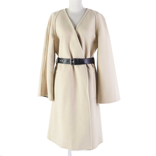LOUIS VUITTON coat 1A4YSZ Outer: 100% cashmere, Lining: 50% rayon, Lining: 50% cupra, Part: 100% polyester, Part: lamb leather light beige Women 40 Used Authentic