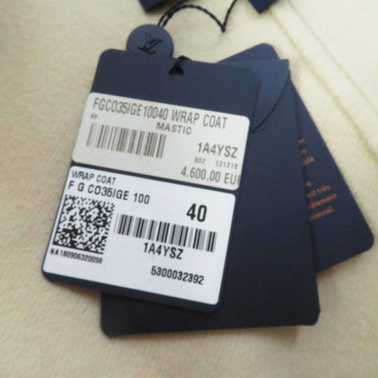 LOUIS VUITTON coat 1A4YSZ Outer: 100% cashmere, Lining: 50% rayon, Lining: 50% cupra, Part: 100% polyester, Part: lamb leather light beige Women 40 Used Authentic