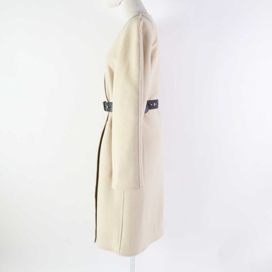 LOUIS VUITTON coat 1A4YSZ Outer: 100% cashmere, Lining: 50% rayon, Lining: 50% cupra, Part: 100% polyester, Part: lamb leather light beige Women 40 Used Authentic