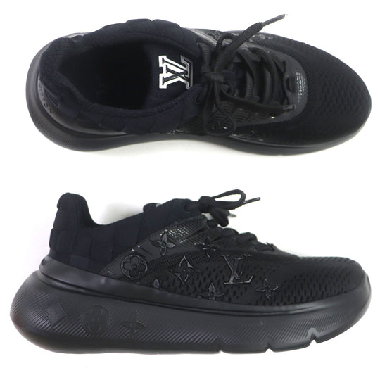 LOUIS VUITTON sneakers 1A9JRE Nylon black Monogram Damier Show Up Line mens 6 Used Authentic