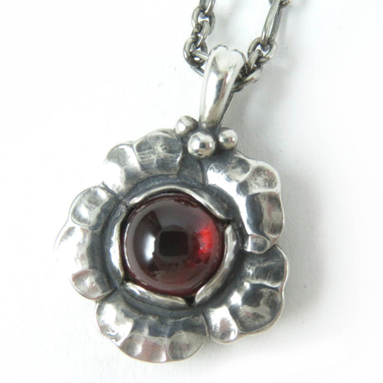 Georg Jensen Necklace Main: SV925, Part: Garnet Silver Red 2002 Year Necklace Women Used Authentic
