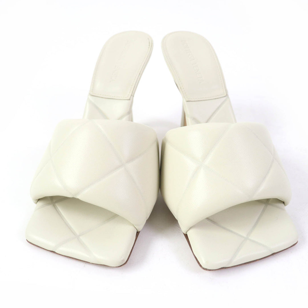 BOTTEGAVENETA Mule Main: Leather Ivory MAXI INTRECCIATO SANDALS LIDO Women 38 Used Authentic