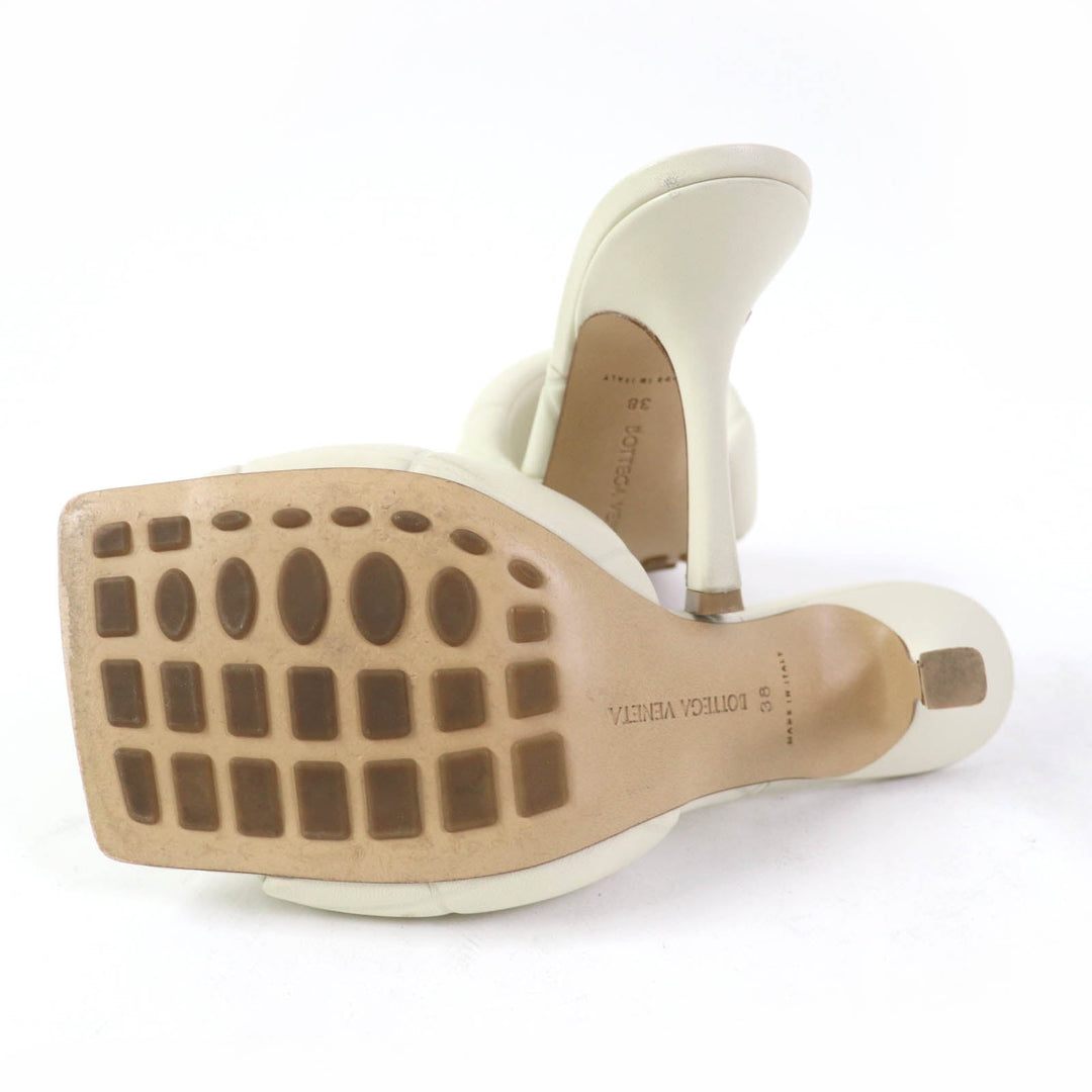 BOTTEGAVENETA Mule Main: Leather Ivory MAXI INTRECCIATO SANDALS LIDO Women 38 Used Authentic