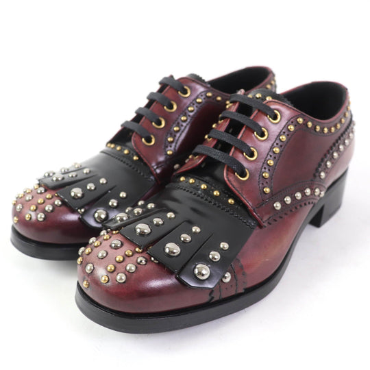 PRADA Leather shoes 1E150H Main: Leather Bordeaux Black Women 37 1/2 Used Authentic