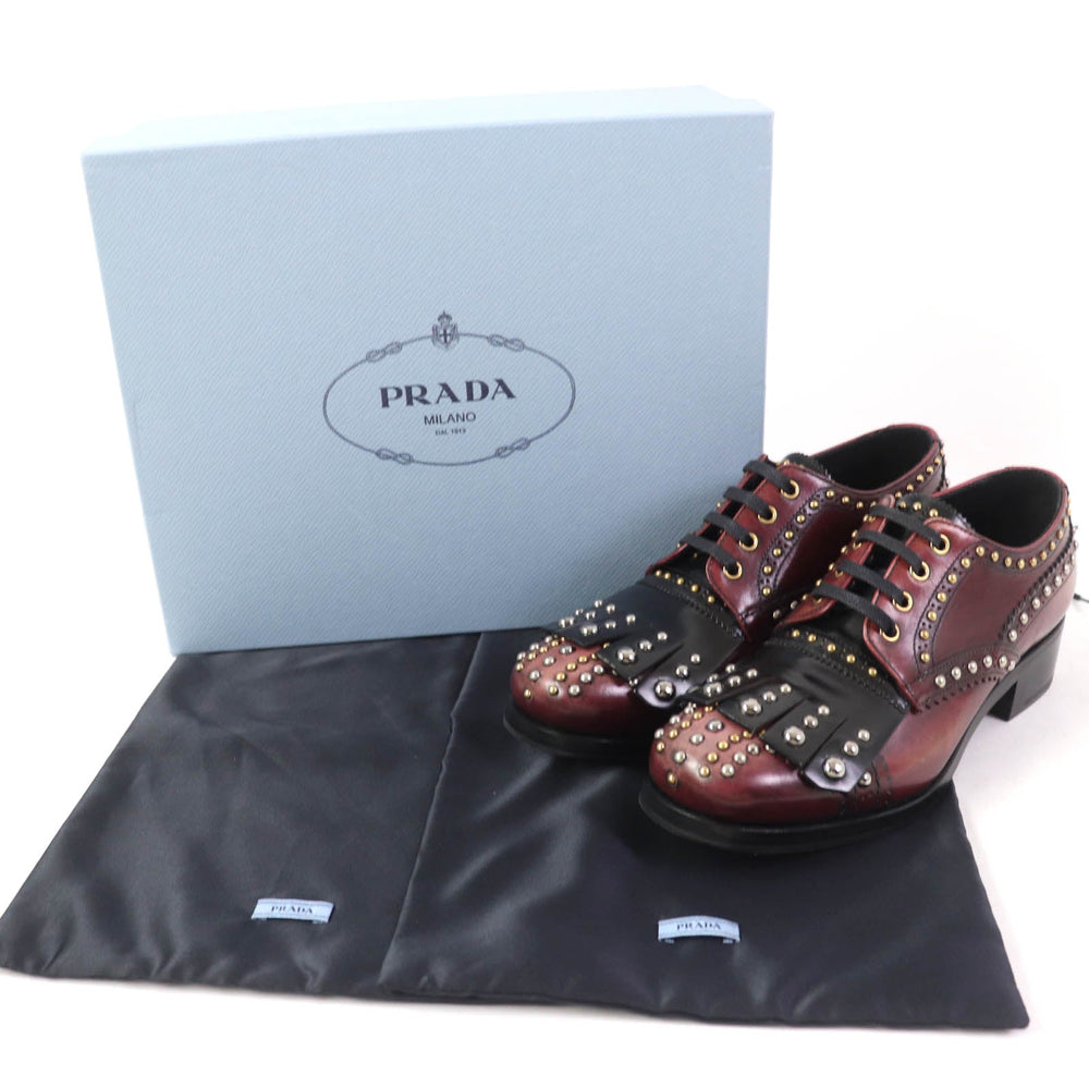 PRADA Leather shoes 1E150H Main: Leather Bordeaux Black Women 37 1/2 Used Authentic