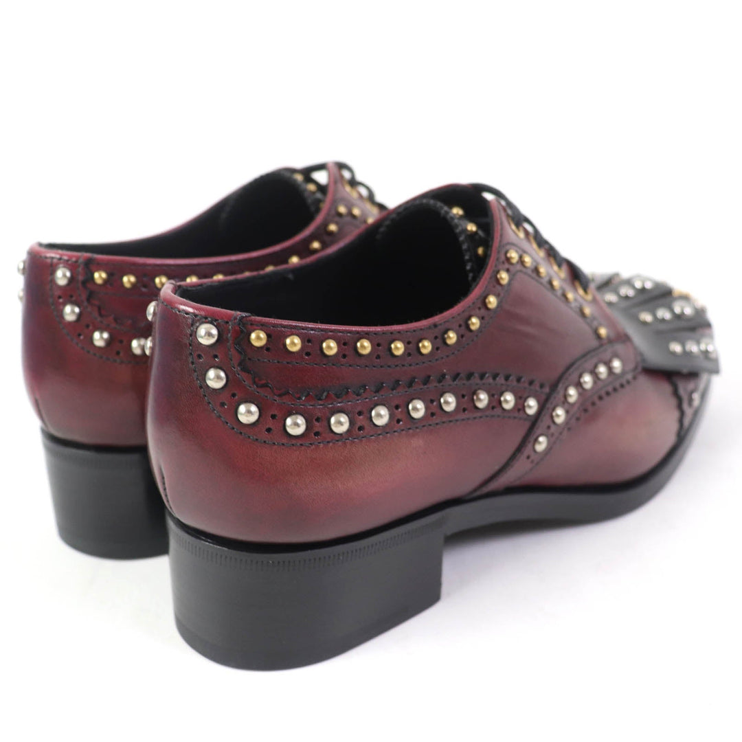 PRADA Leather shoes 1E150H Main: Leather Bordeaux Black Women 37 1/2 Used Authentic