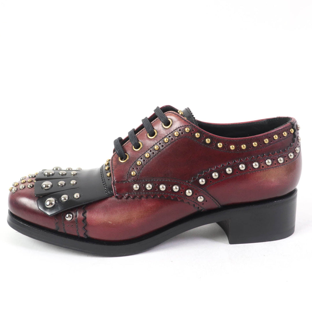 PRADA Leather shoes 1E150H Main: Leather Bordeaux Black Women 37 1/2 Used Authentic