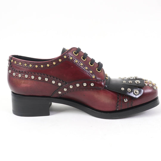 PRADA Leather shoes 1E150H Main: Leather Bordeaux Black Women 37 1/2 Used Authentic