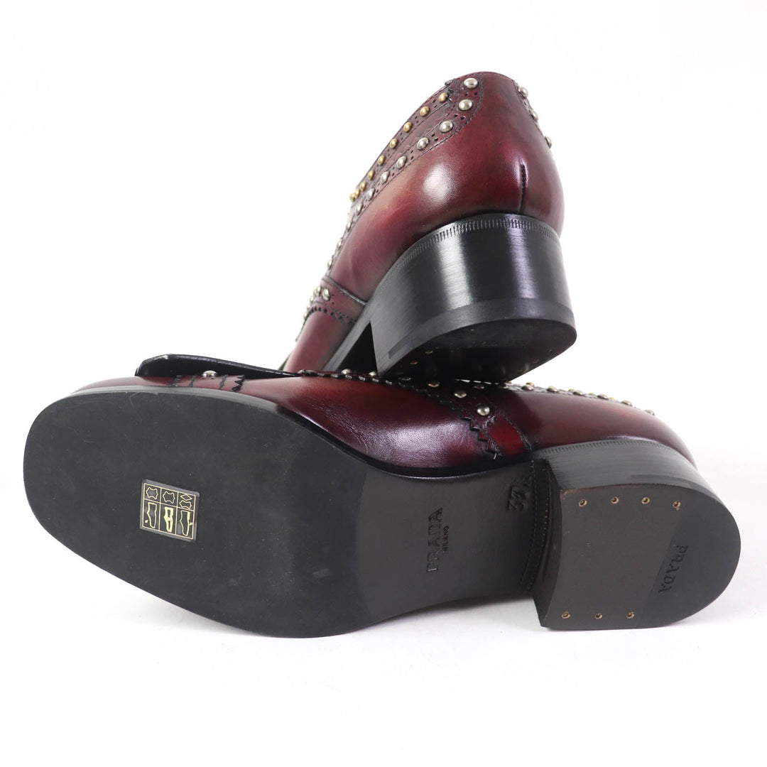 PRADA Leather shoes 1E150H Main: Leather Bordeaux Black Women 37 1/2 Used Authentic