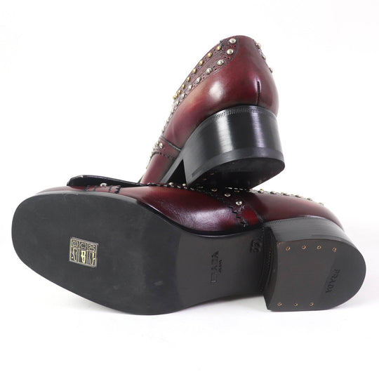 PRADA Leather shoes 1E150H Main: Leather Bordeaux Black Women 37 1/2 Used Authentic