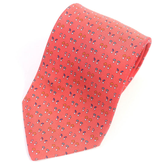 HERMES tie Main: 100% silk Red mens Used Authentic