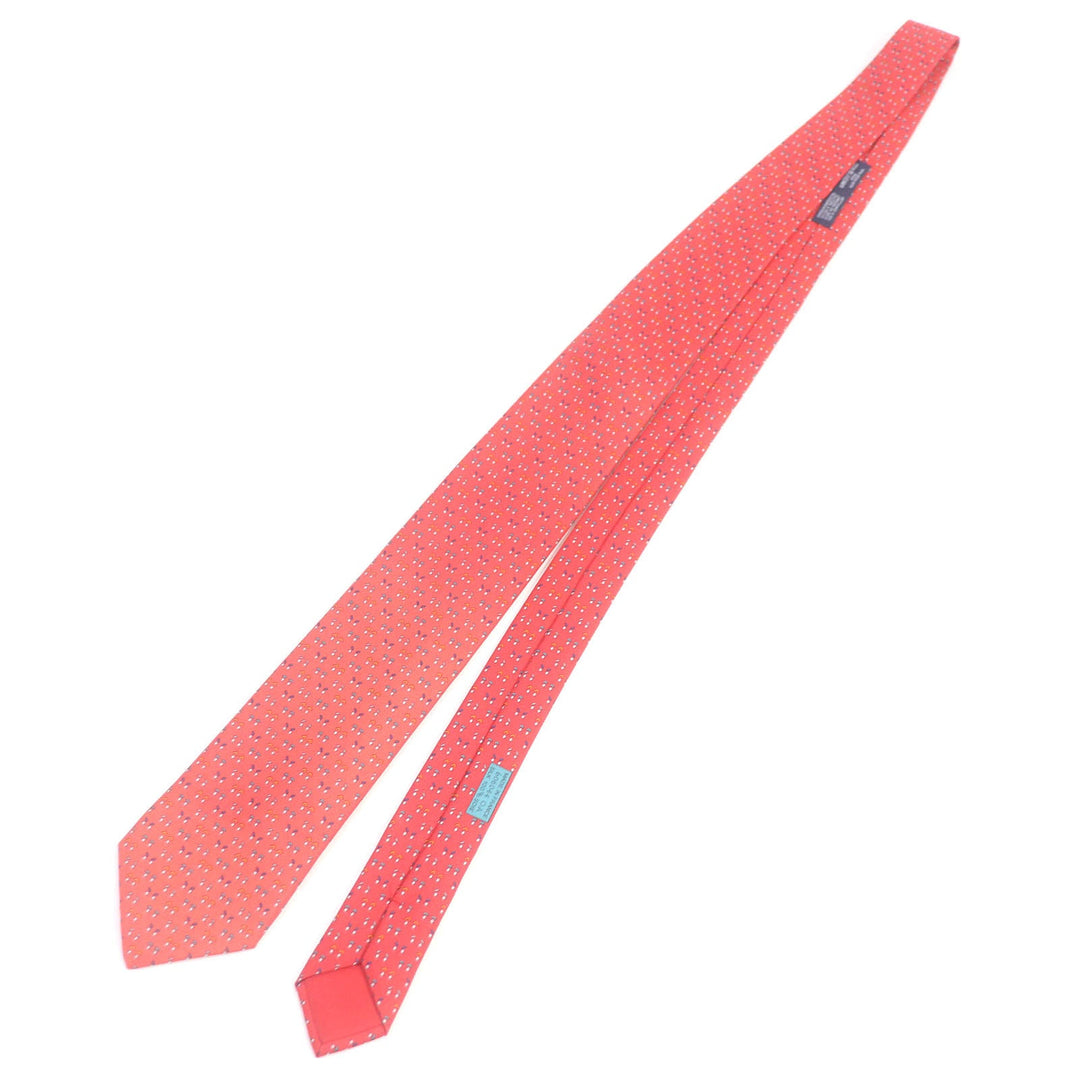 HERMES tie Main: 100% silk Red mens Used Authentic