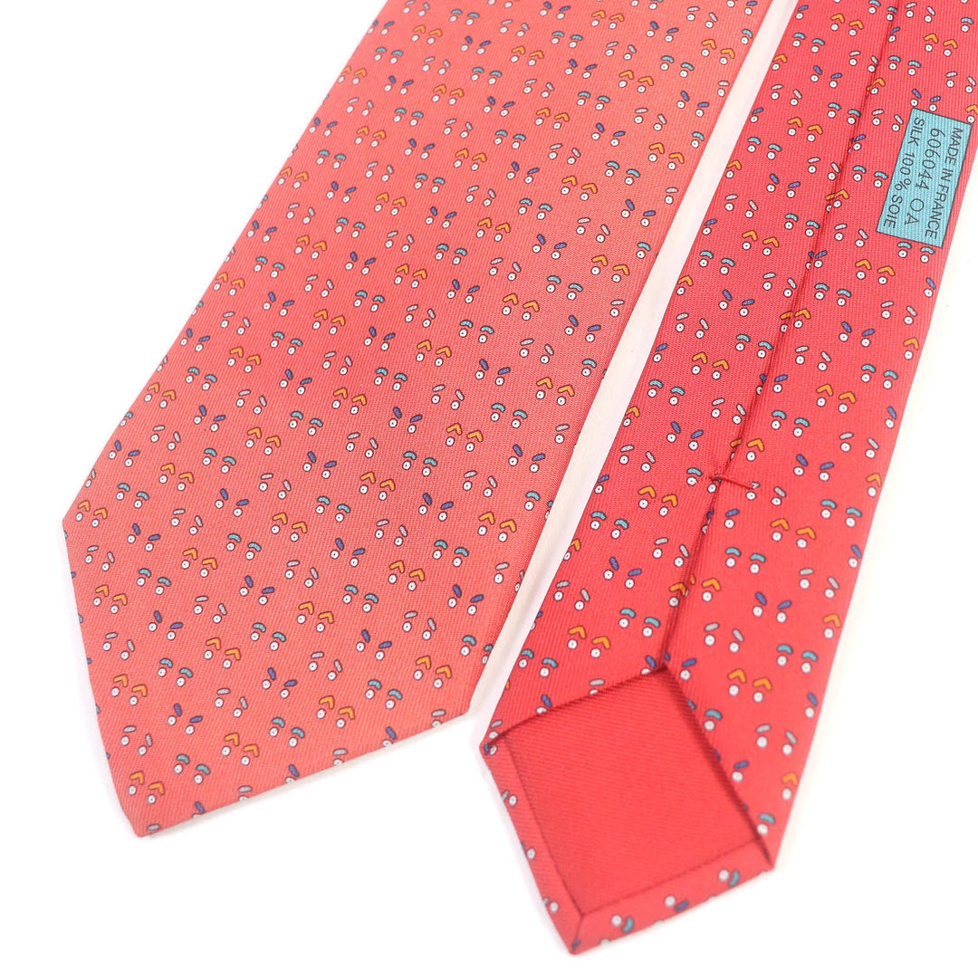 HERMES tie Main: 100% silk Red mens Used Authentic