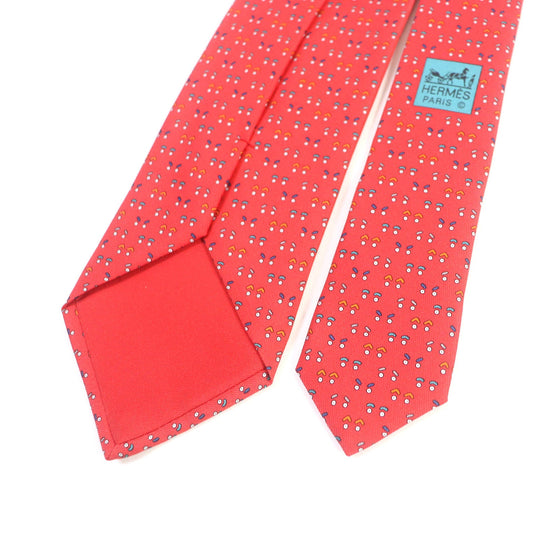 HERMES tie Main: 100% silk Red mens Used Authentic
