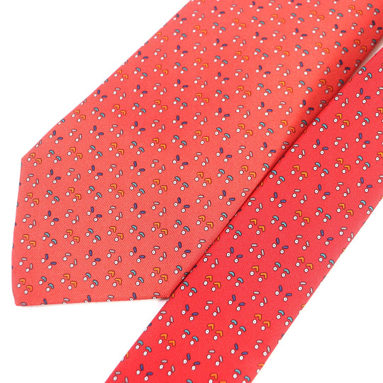 HERMES tie Main: 100% silk Red mens Used Authentic
