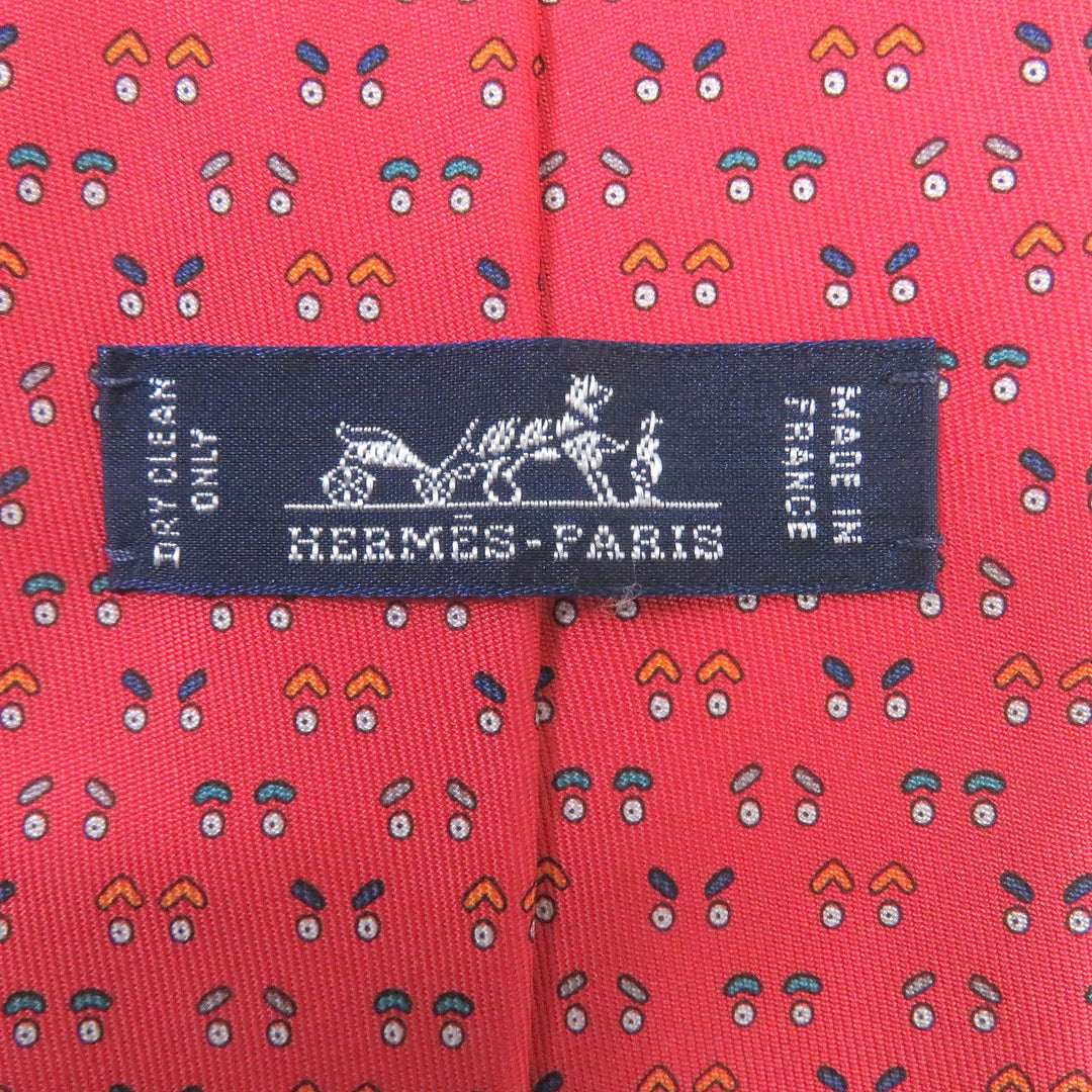 HERMES tie Main: 100% silk Red mens Used Authentic