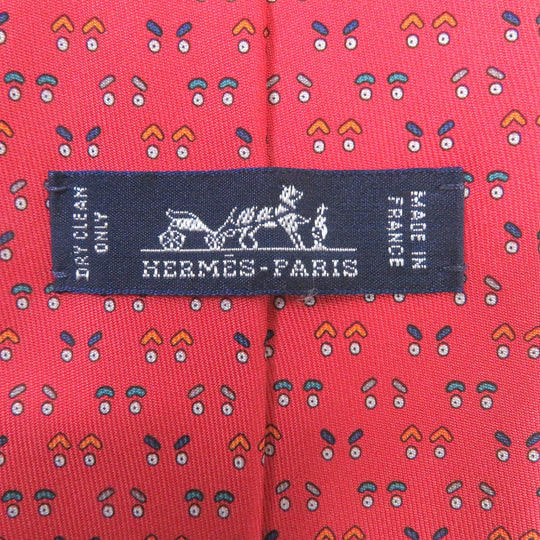 HERMES tie Main: 100% silk Red mens Used Authentic
