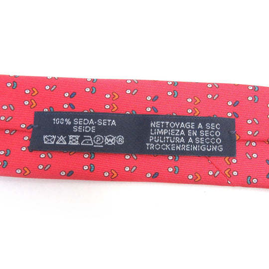 HERMES tie Main: 100% silk Red mens Used Authentic