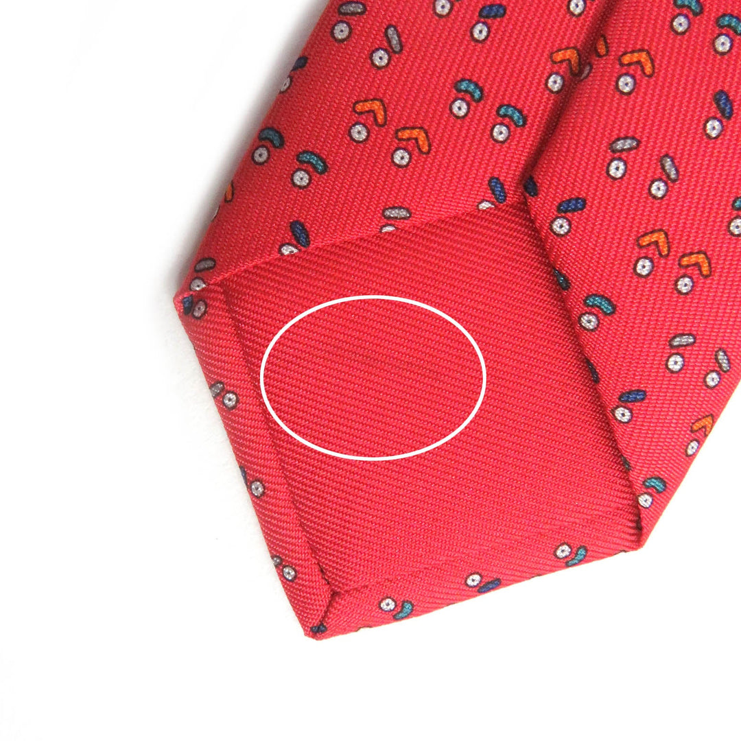 HERMES tie Main: 100% silk Red mens Used Authentic