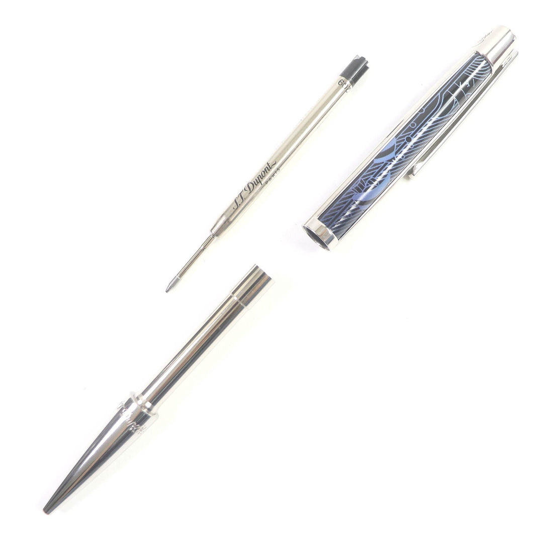 Dupont Ballpoint pen Resin, metal with palladium finish Silver Black Blue Sleeping Mermaid collection Defi mens Used Authentic