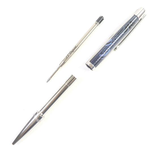 Dupont Ballpoint pen Resin, metal with palladium finish Silver Black Blue Sleeping Mermaid collection Defi mens Used Authentic