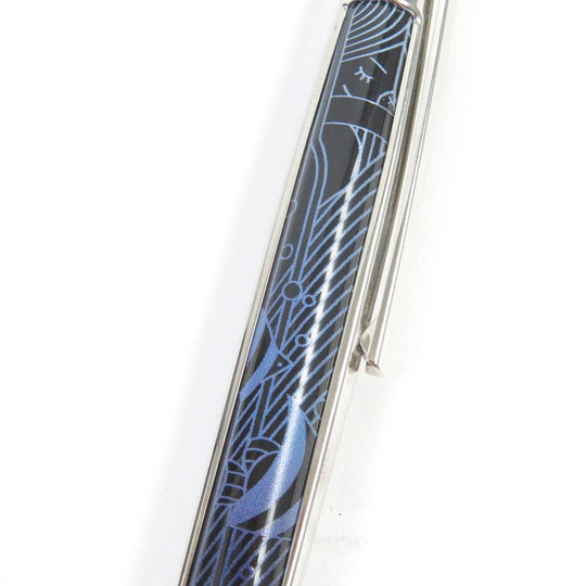 Dupont Ballpoint pen Resin, metal with palladium finish Silver Black Blue Sleeping Mermaid collection Defi mens Used Authentic