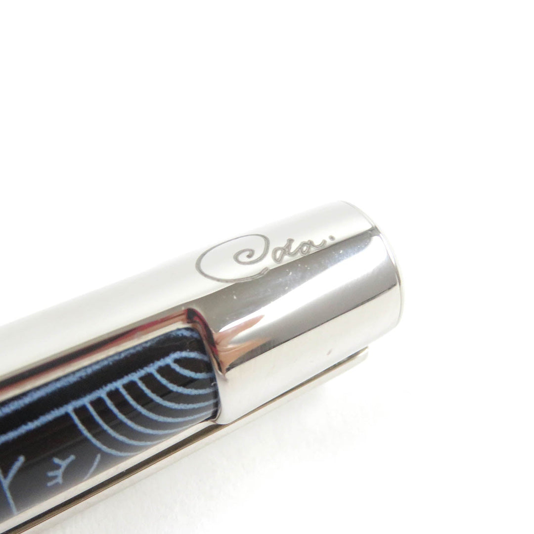 Dupont Ballpoint pen Resin, metal with palladium finish Silver Black Blue Sleeping Mermaid collection Defi mens Used Authentic