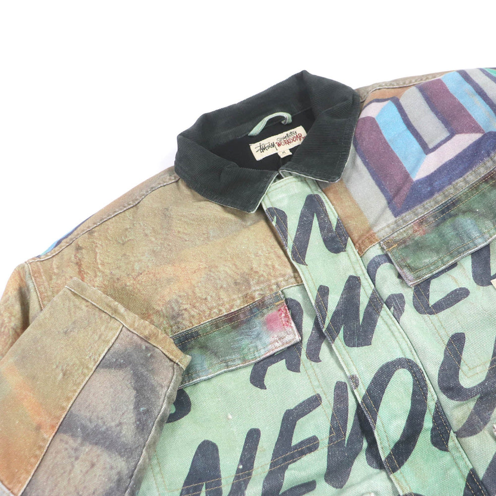 STUSSY Coverall 115722 Outer: 100% cotton, Lining: 65% polyester, Lining: 35% cotton, Filling: 100% polyester multicolor Alfonso Canvas Shop Jacket mens M Used Authentic