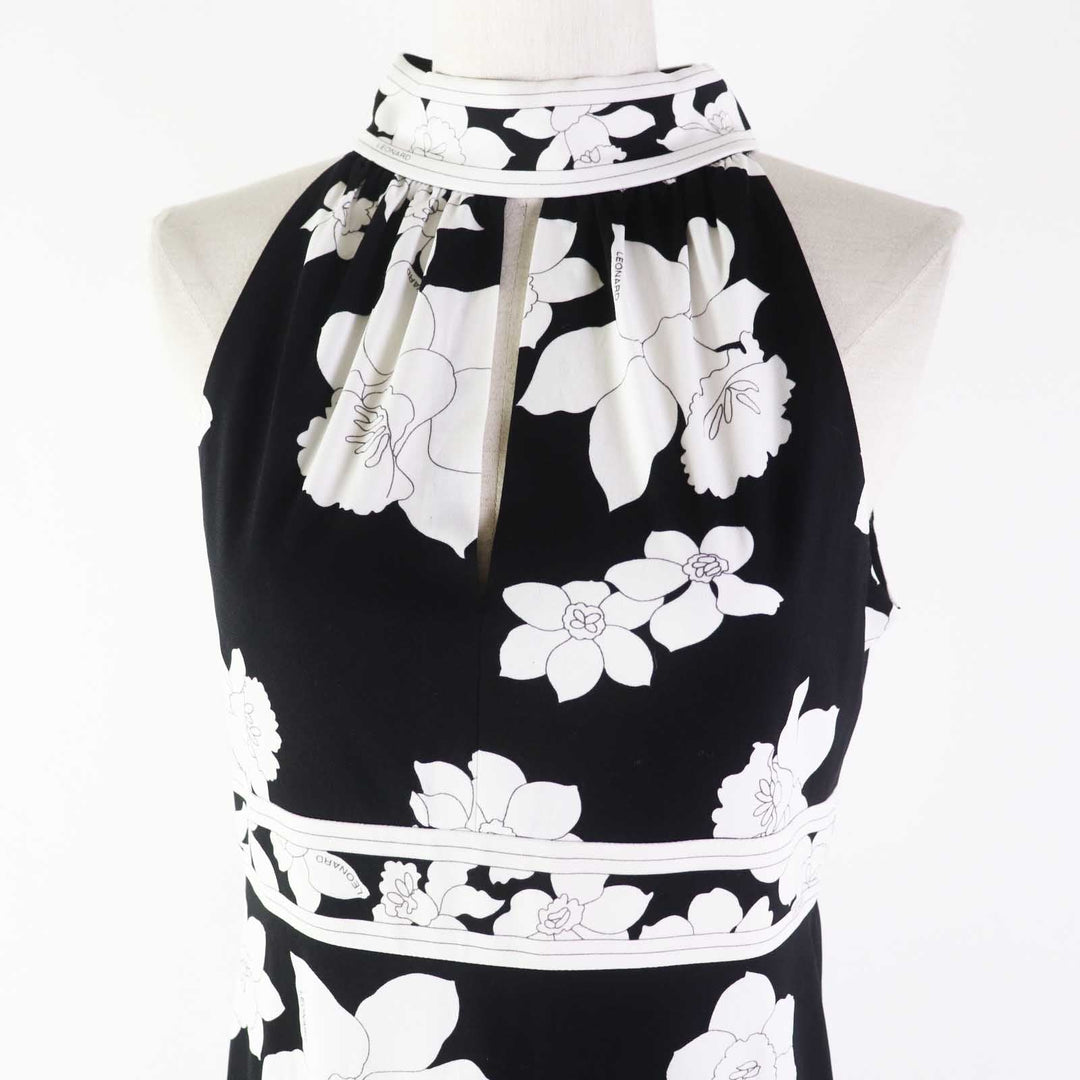 LEONARD FASHION one piece 0130505 Outer material: 65% acetate, Outer material: 35% polyester Black White Women M Used Authentic