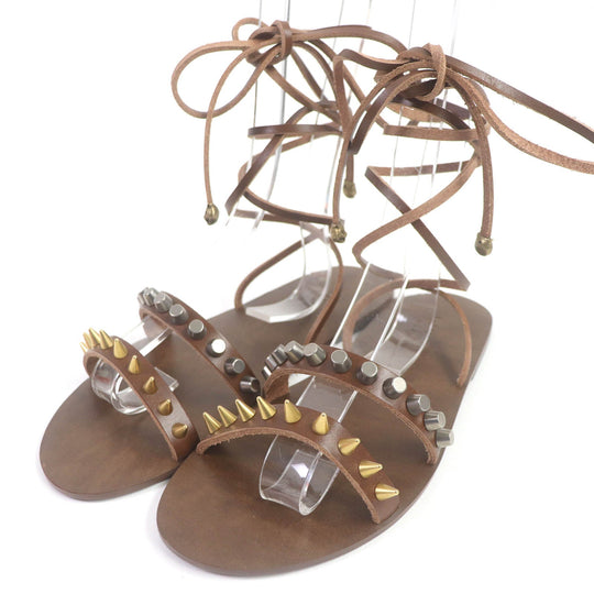 GUCCI Sandals Main: Leather Brown mens 6 Used Authentic