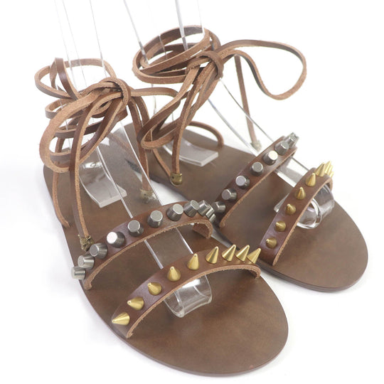 GUCCI Sandals Main: Leather Brown mens 6 Used Authentic