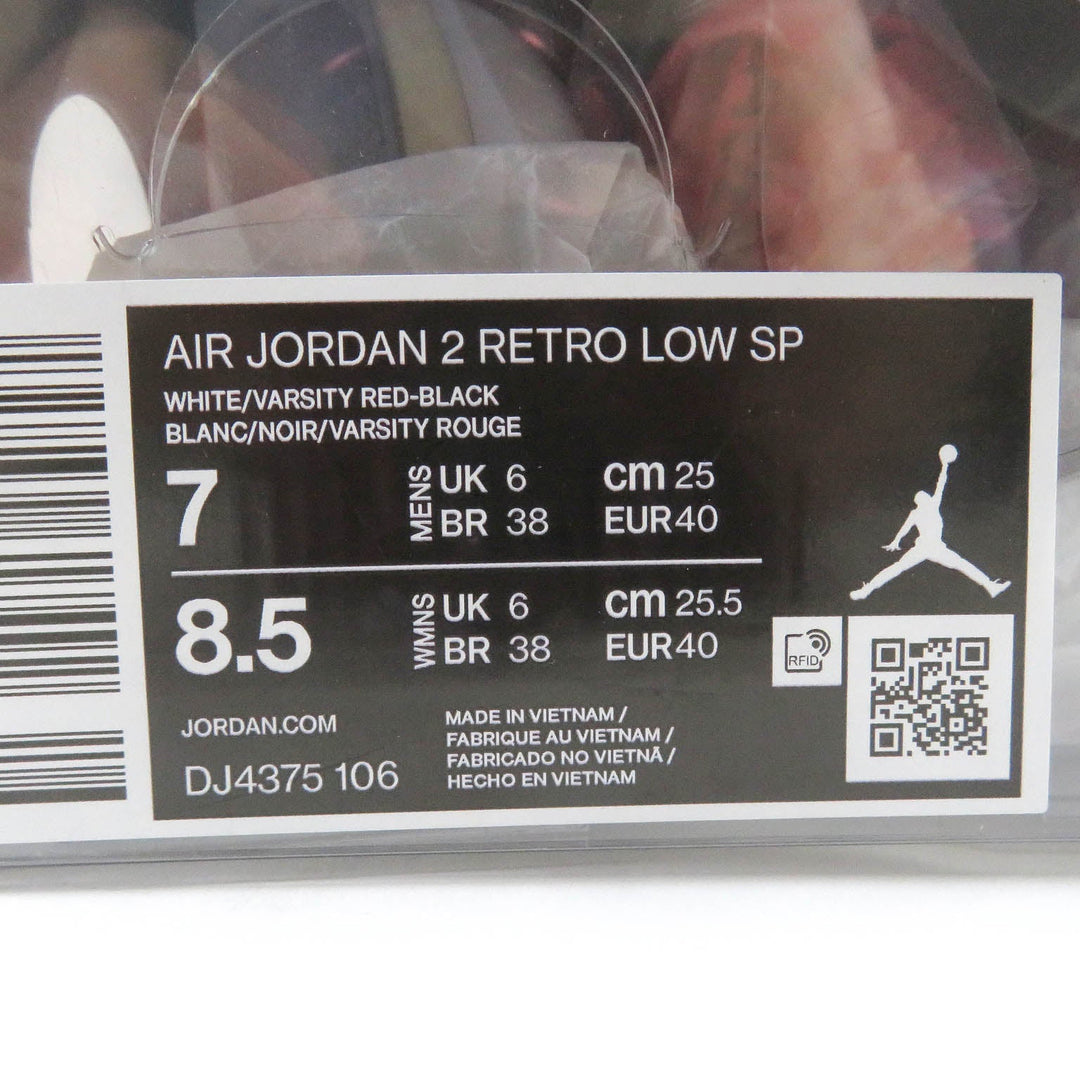 NIKE Low cut sneakers DJ4375-106 Main: Leather White black AIR JORDAN 2 RETRO LOW SP mens 25 Used Authentic