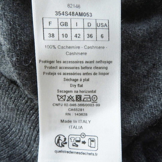 Christian Dior knit 354S48AM053 Main: 100% cashmere Charcoal gray Women 42 Used Authentic