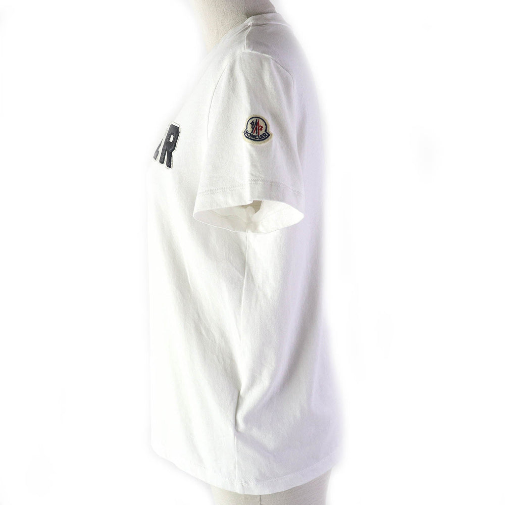 MONCLER Short sleeve T-shirt Main: 100% cotton, Rib: 100% cotton, Embroidery: 100% nylon White black MAGLIA MANICHE CORTE Women XS Used Authentic