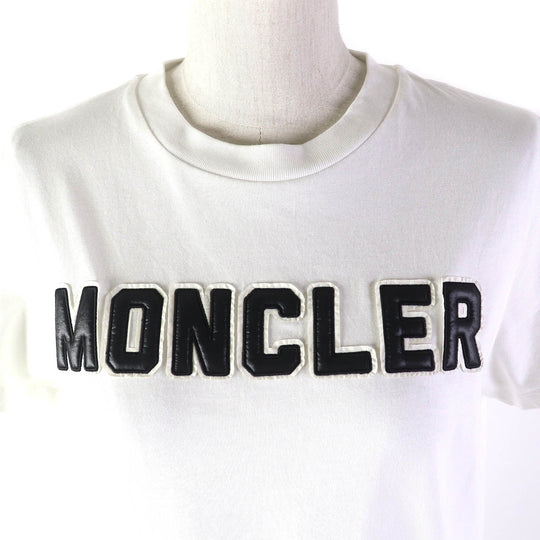 MONCLER Short sleeve T-shirt Main: 100% cotton, Rib: 100% cotton, Embroidery: 100% nylon White black MAGLIA MANICHE CORTE Women XS Used Authentic