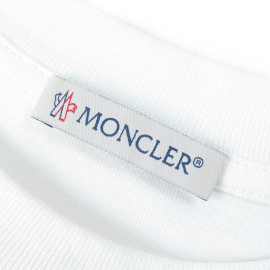MONCLER Short sleeve T-shirt Main: 100% cotton, Rib: 100% cotton, Embroidery: 100% nylon White black MAGLIA MANICHE CORTE Women XS Used Authentic