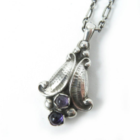 Georg Jensen Necklace Main: SV925, Part: Amethyst Silver purple 1993 Year Necklace Women Used Authentic