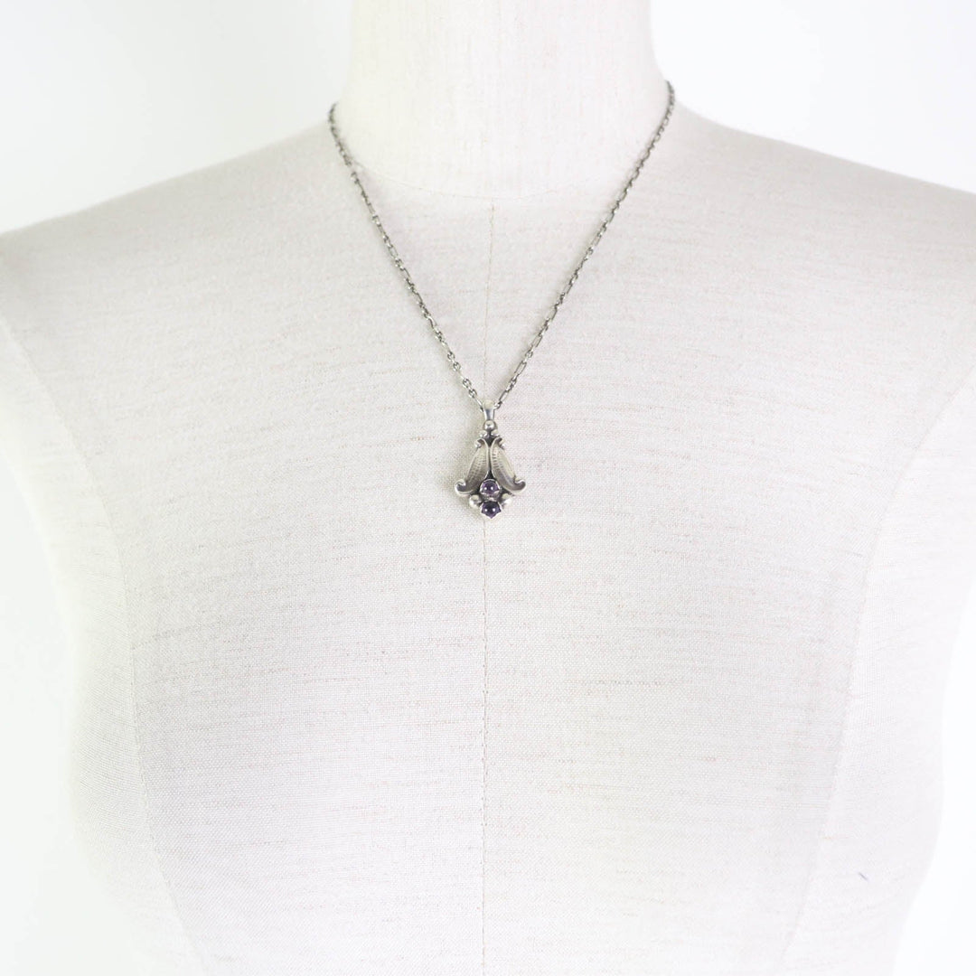 Georg Jensen Necklace Main: SV925, Part: Amethyst Silver purple 1993 Year Necklace Women Used Authentic