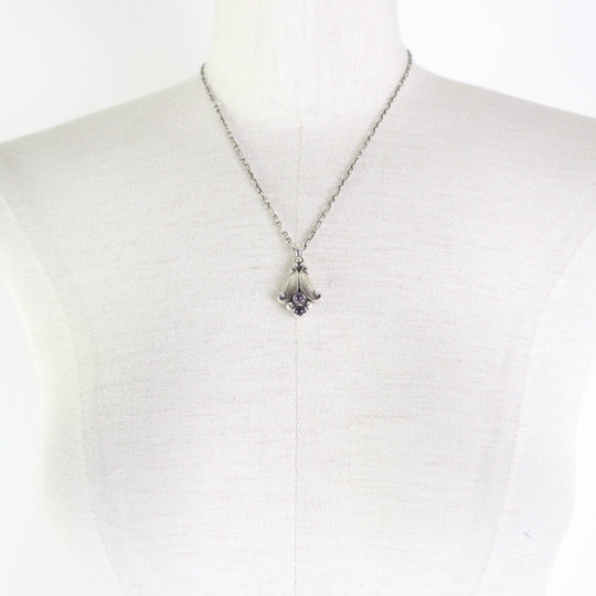 Georg Jensen Necklace Main: SV925, Part: Amethyst Silver purple 1993 Year Necklace Women Used Authentic