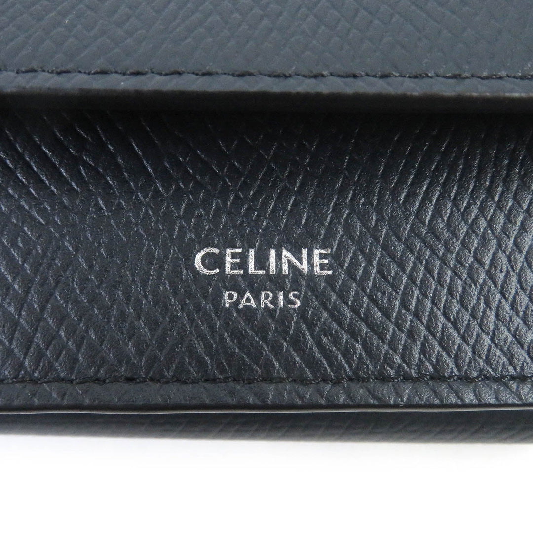 CELINE Tri-fold wallet 10E603BEL Main: Leather Navy Folded compact wallet mens Used Authentic