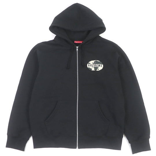 Supreme Hoodie Main: 100% cotton black World Famous Zip Up Hooded Sweatshirt mens M Used Authentic