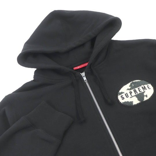 Supreme Hoodie Main: 100% cotton black World Famous Zip Up Hooded Sweatshirt mens M Used Authentic