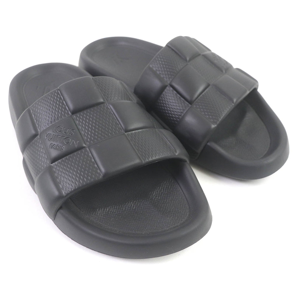 LOUIS VUITTON Sandals rubber black Shower sandals Waterfront line mens 8 Used Authentic