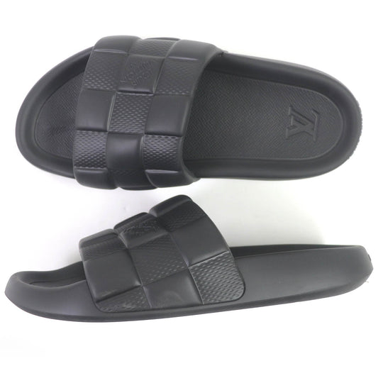 LOUIS VUITTON Sandals rubber black Shower sandals Waterfront line mens 8 Used Authentic