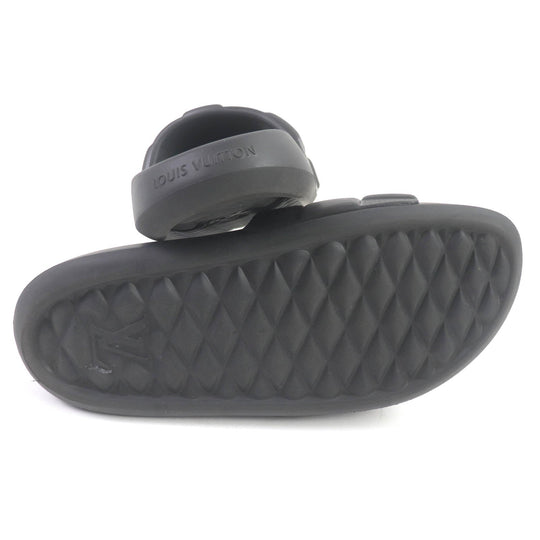LOUIS VUITTON Sandals rubber black Shower sandals Waterfront line mens 8 Used Authentic