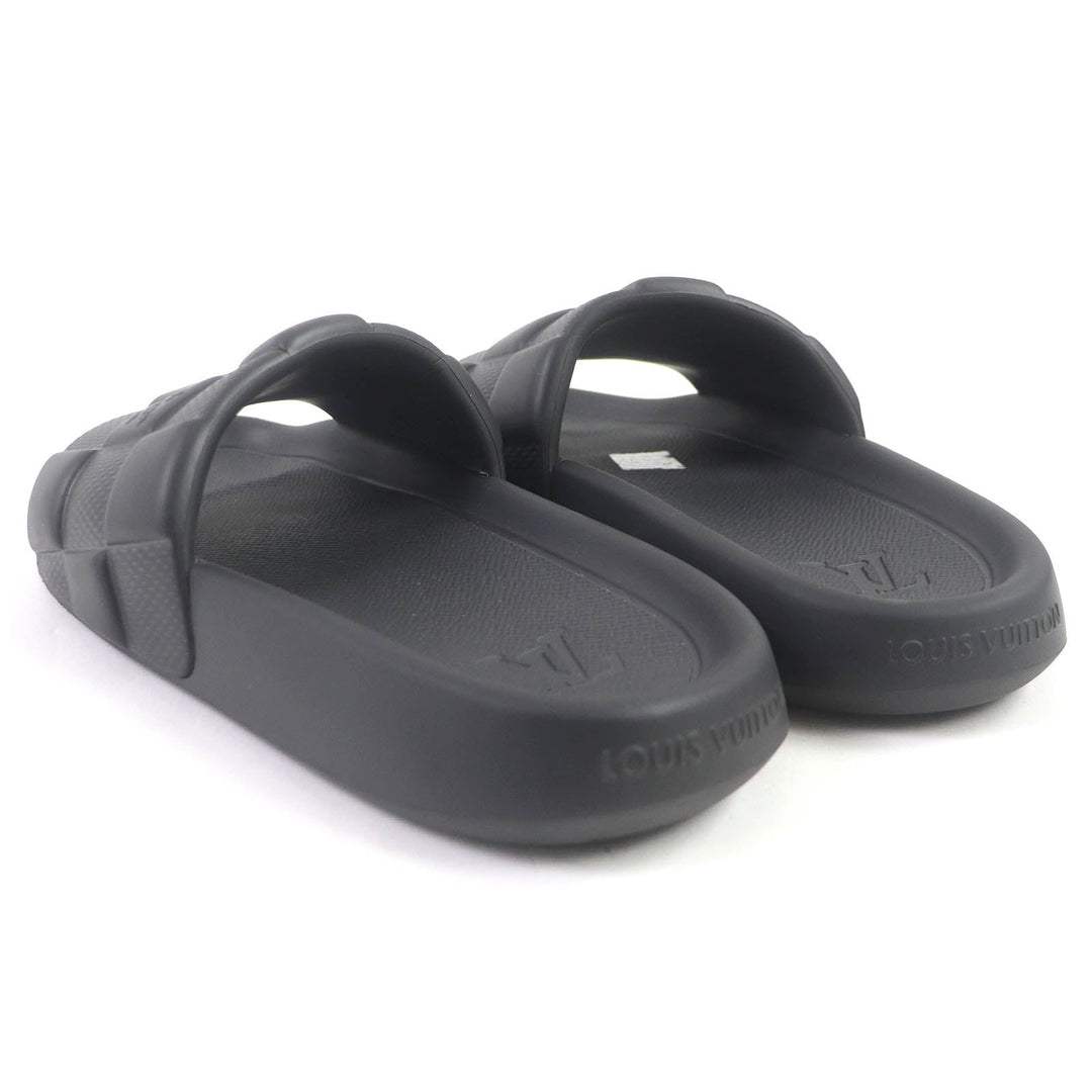 LOUIS VUITTON Sandals rubber black Shower sandals Waterfront line mens 8 Used Authentic