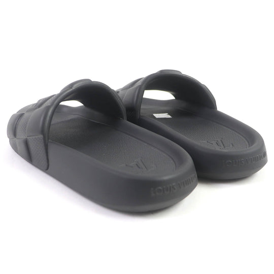 LOUIS VUITTON Sandals rubber black Shower sandals Waterfront line mens 8 Used Authentic