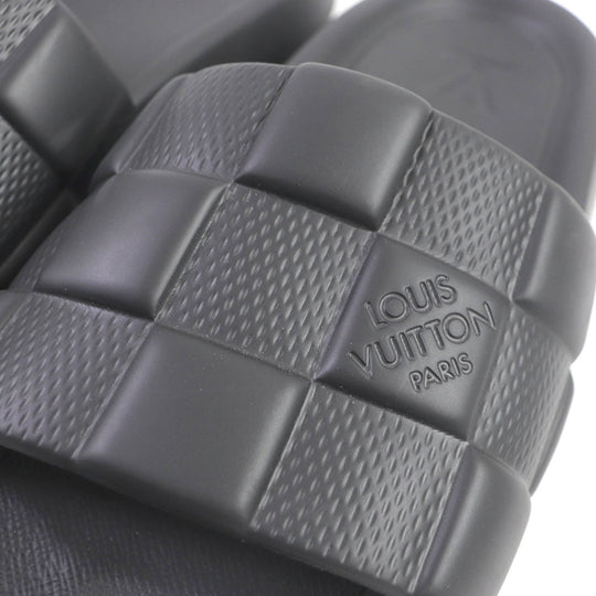 LOUIS VUITTON Sandals rubber black Shower sandals Waterfront line mens 8 Used Authentic