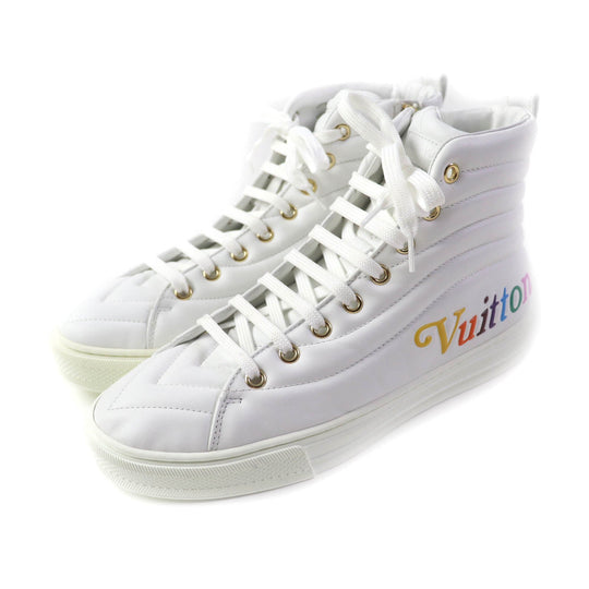 LOUIS VUITTON High cut sneakers Main: Leather white Stellar Line Women 37.5 Used Authentic